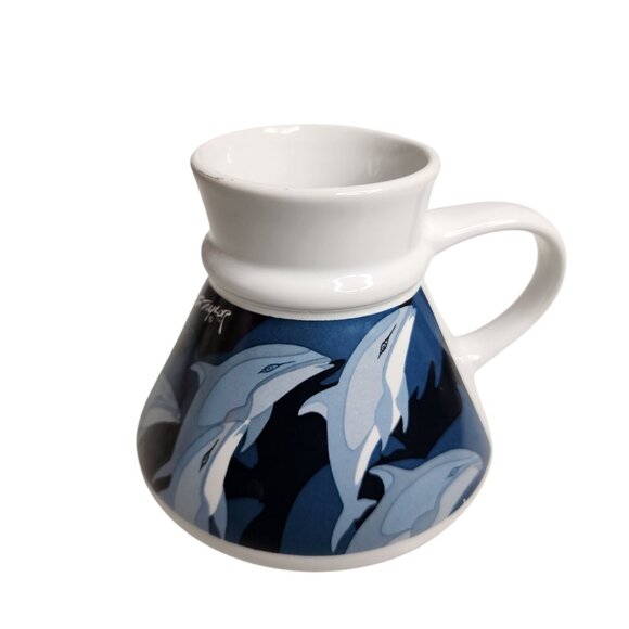 Otagiri Travel Ceramic Coffee Mug Souvenir Dolphins Wide Bottom Non Slip Cup - Picture 3 of 8